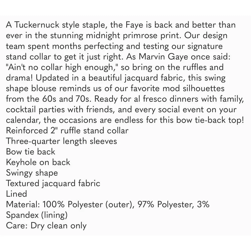 Tuckernuck Midnight Primrose Jacquard Faye Blouse NWT size XXS - Picture 6 of 7